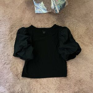 A New Day Elegant Black Puff Sleeve Blouse Sz. S
